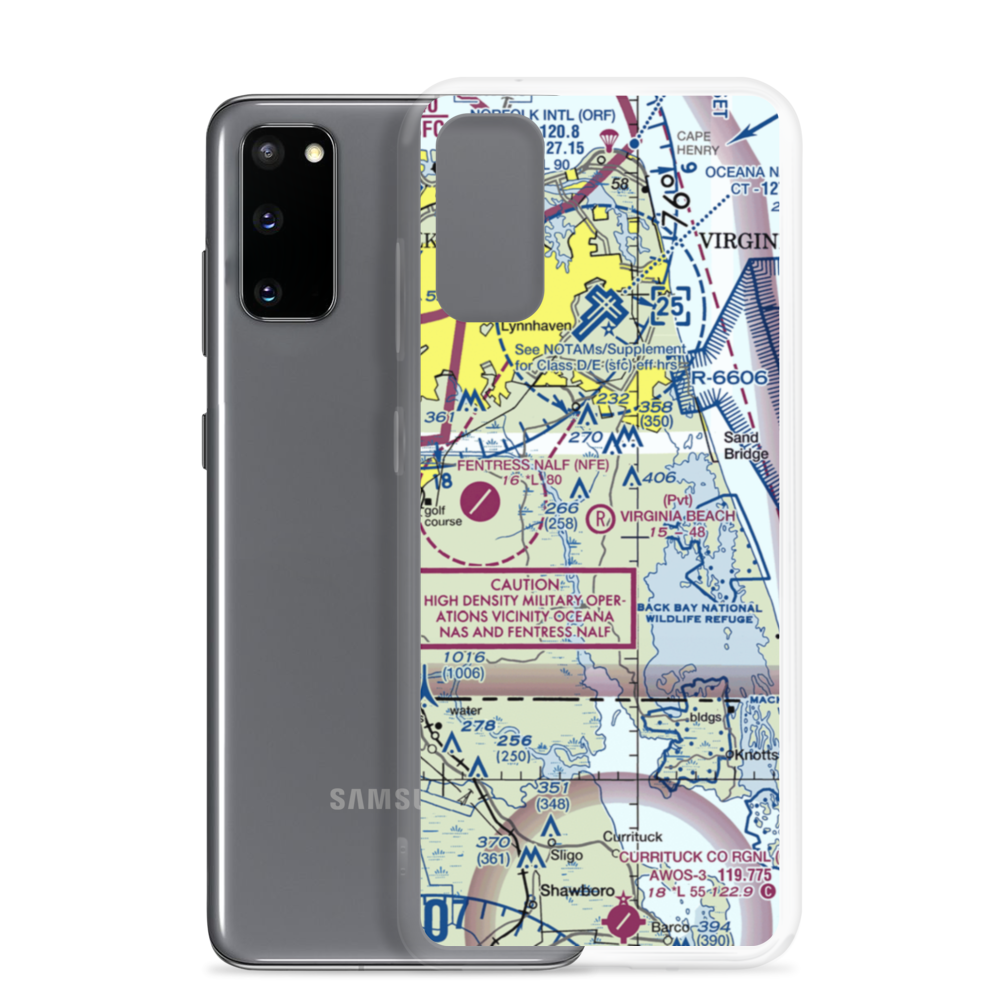 Virginia Beach Airport (42VA) VFR Sectional Samsung Case Samsung Galaxy S20 model shown