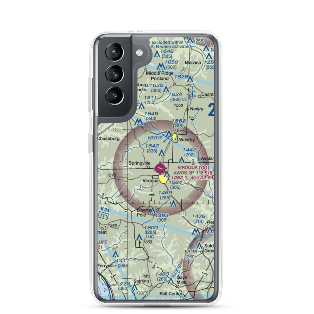 Viroqua Municipal Airport (Y51) VFR Sectional Samsung Case Samsung Galaxy S21 model shown