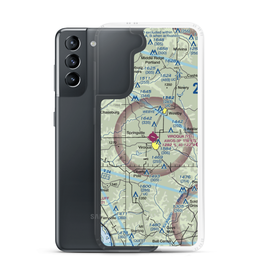 Viroqua Municipal Airport (Y51) VFR Sectional Samsung Case Samsung Galaxy S21 model shown