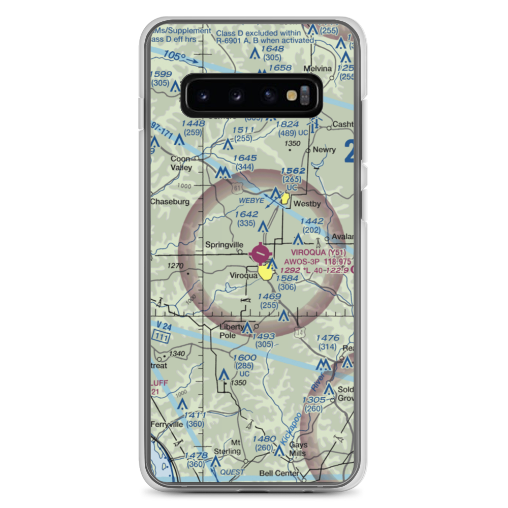 Viroqua Municipal Airport (Y51) VFR Sectional Samsung Case Samsung Galaxy S10+ model shown