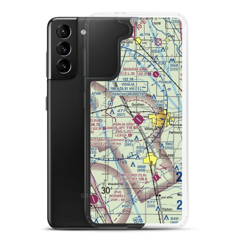 Visalia Municipal Airport (VIS) VFR Sectional Samsung Case Samsung Galaxy S21 Plus model shown