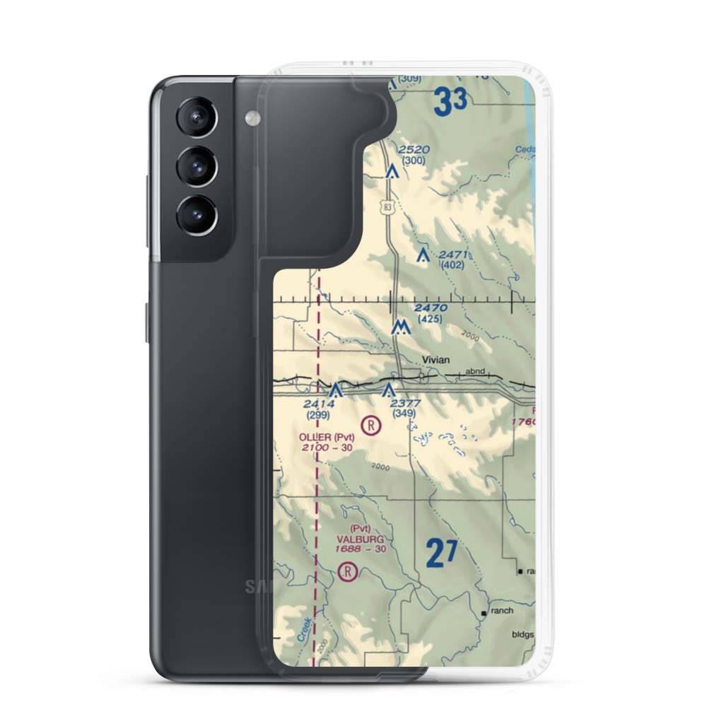 Vivian Airport (SD81) VFR Sectional Samsung Case Samsung Galaxy S21 model shown