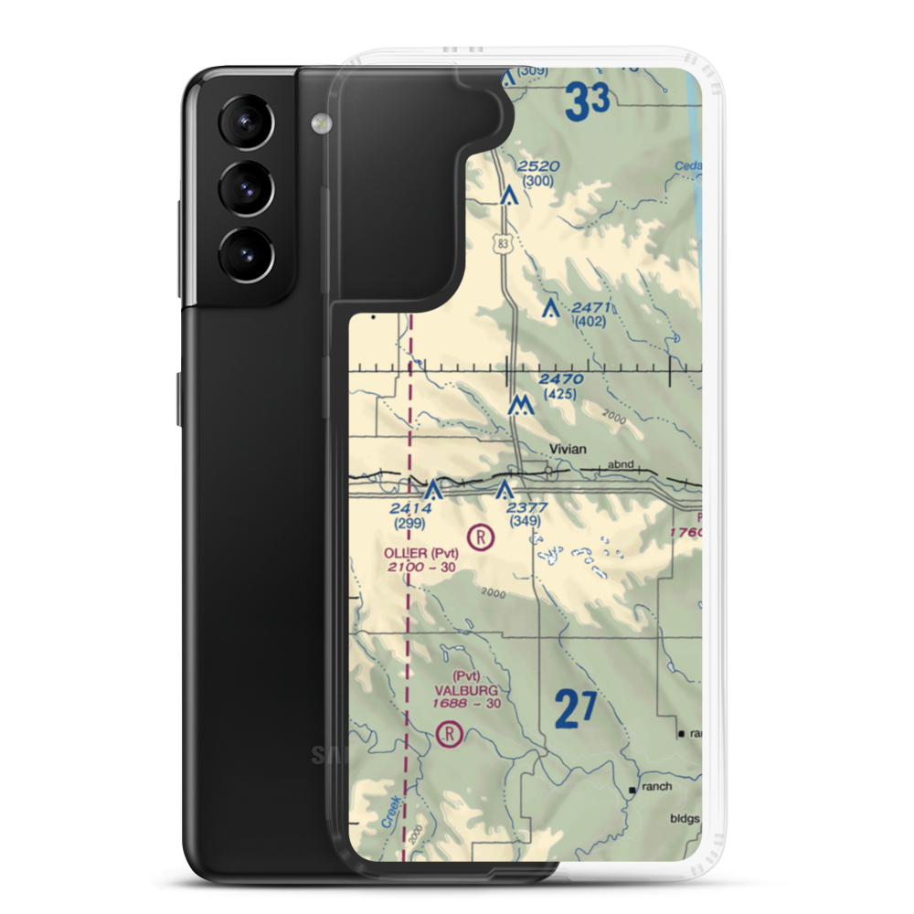 Vivian Airport (SD81) VFR Sectional Samsung Case Samsung Galaxy S21 Plus model shown