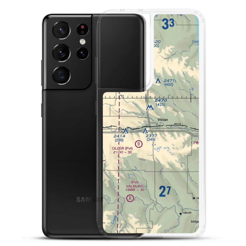 Vivian Airport (SD81) VFR Sectional Samsung Case Samsung Galaxy S21 Ultra model shown