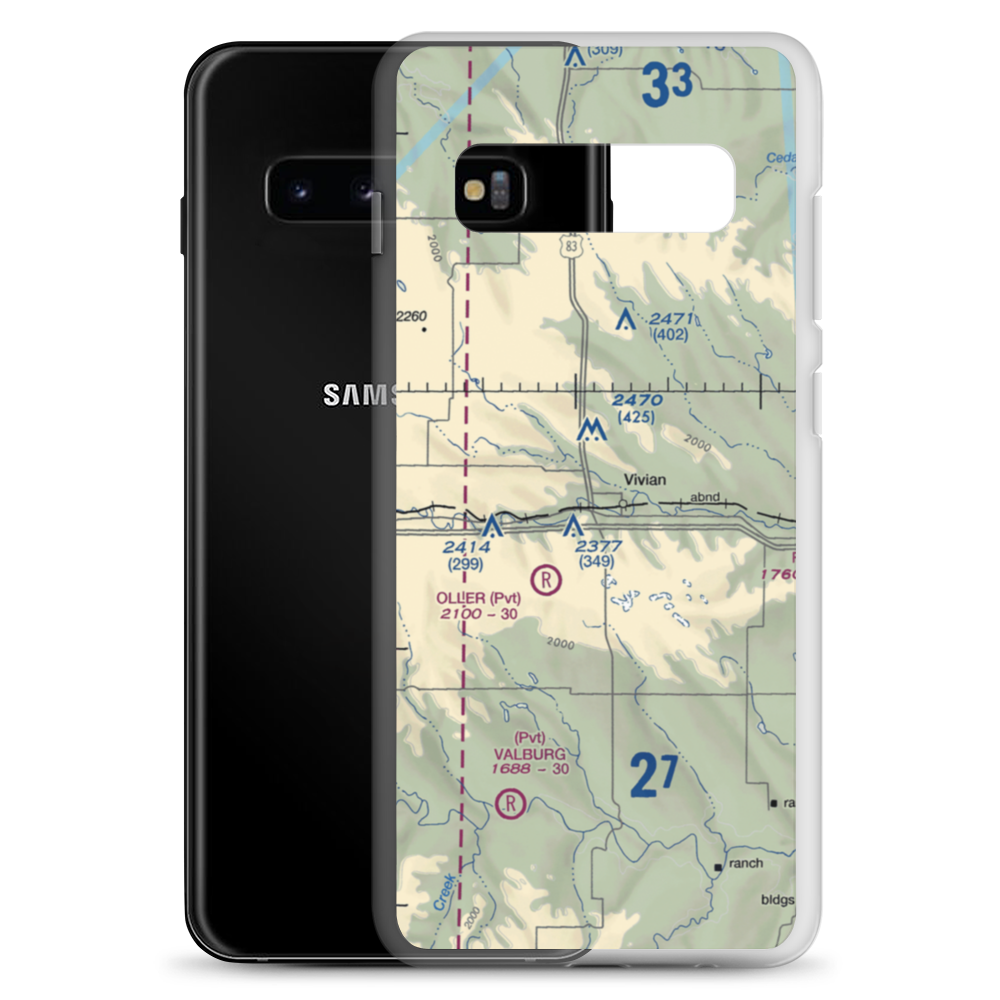 Vivian Airport (SD81) VFR Sectional Samsung Case Samsung Galaxy S10+ model shown