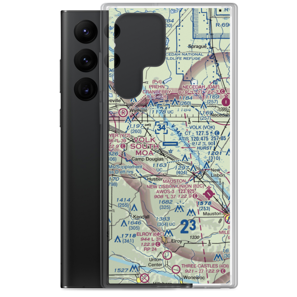 Volk Field (VOK) VFR Sectional Samsung Case Samsung Galaxy S22 Ultra model shown