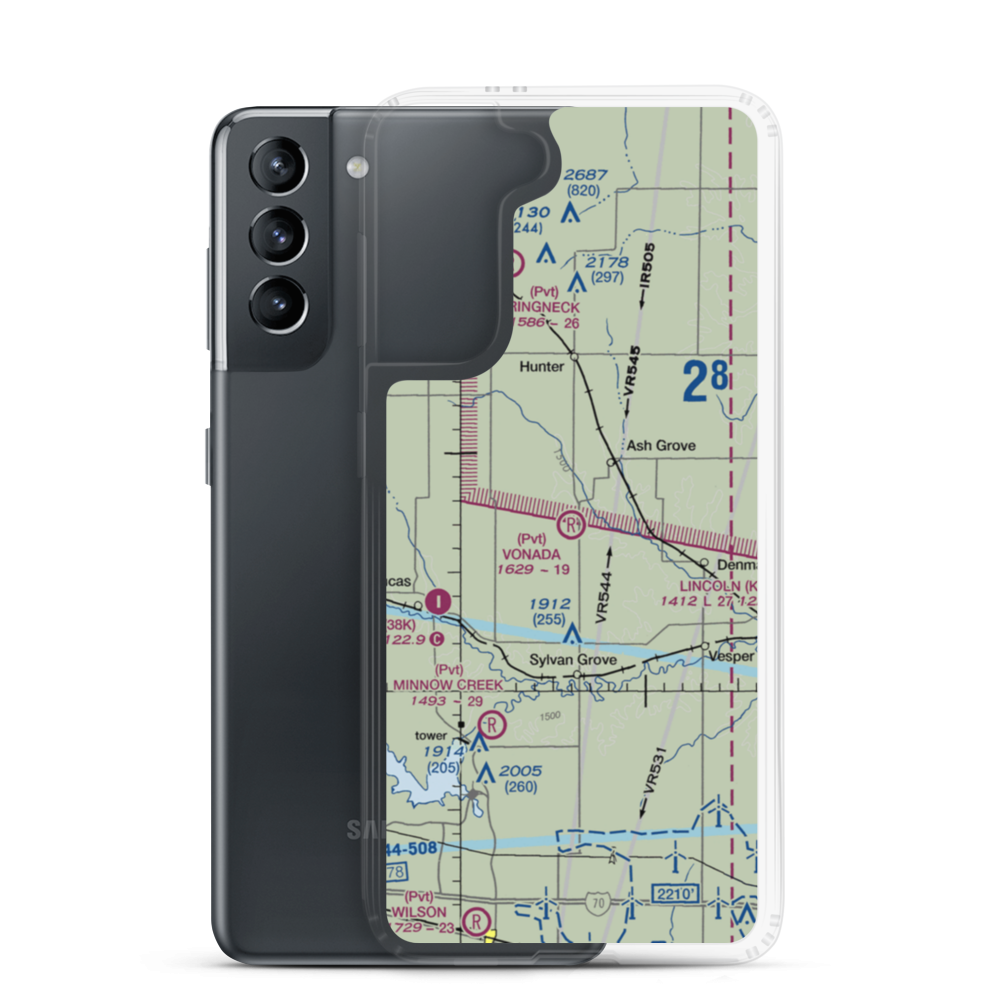 Vonada Airport (2KS8) VFR Sectional Samsung Case Samsung Galaxy S21 model shown