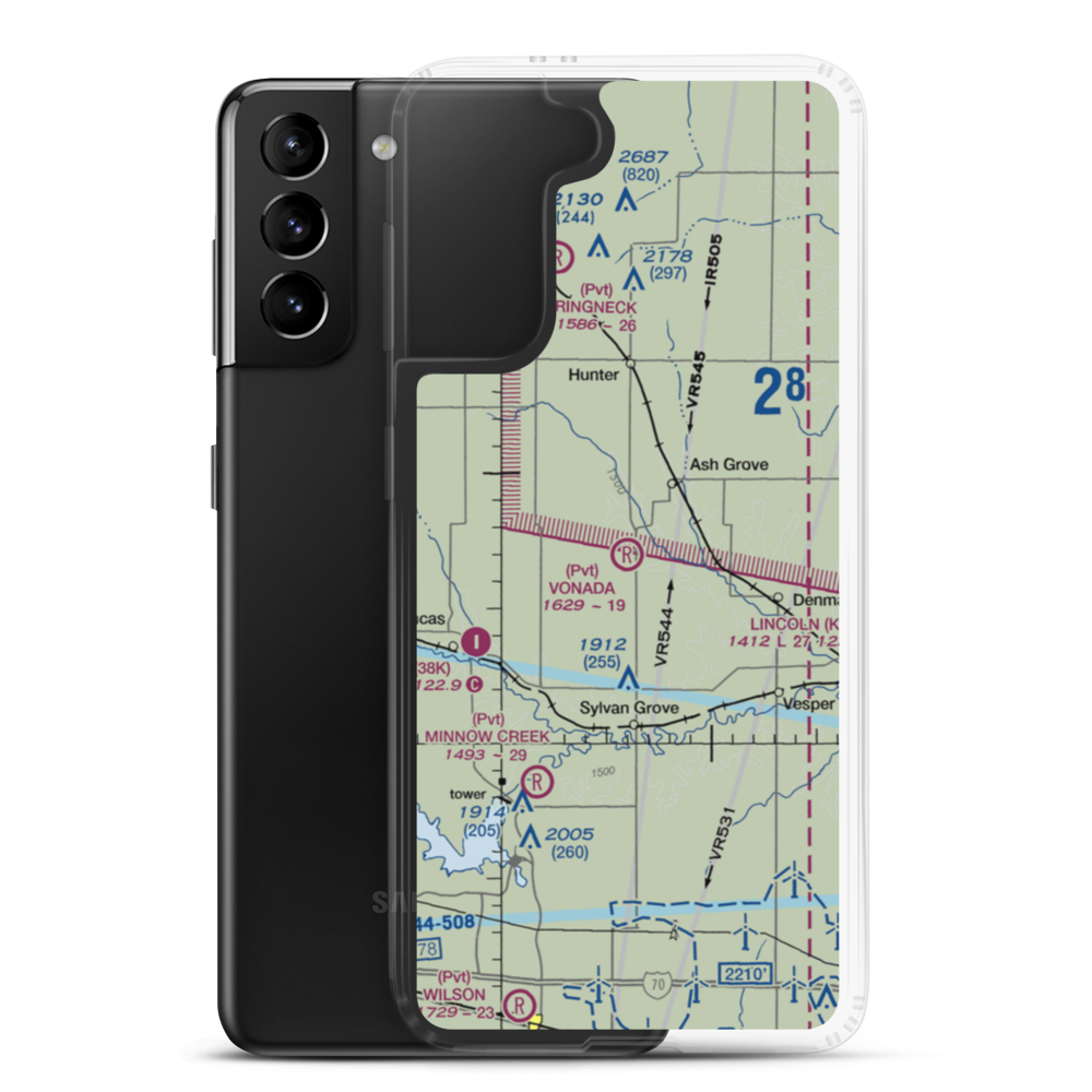 Vonada Airport (2KS8) VFR Sectional Samsung Case Samsung Galaxy S21 Plus model shown
