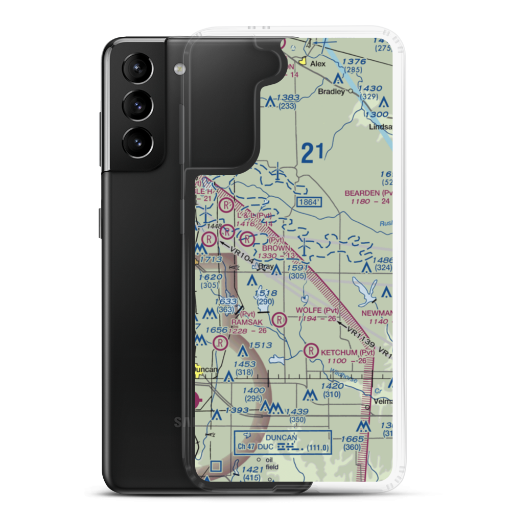 VR Airstrip (2OK0) VFR Sectional Samsung Case Samsung Galaxy S21 Plus model shown