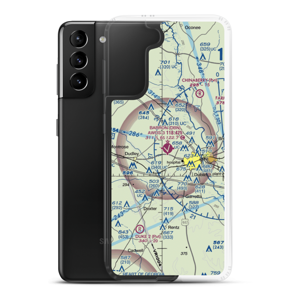 W H 'Bud' Barron Airport (DBN) VFR Sectional Samsung Case Samsung Galaxy S21 Plus model shown