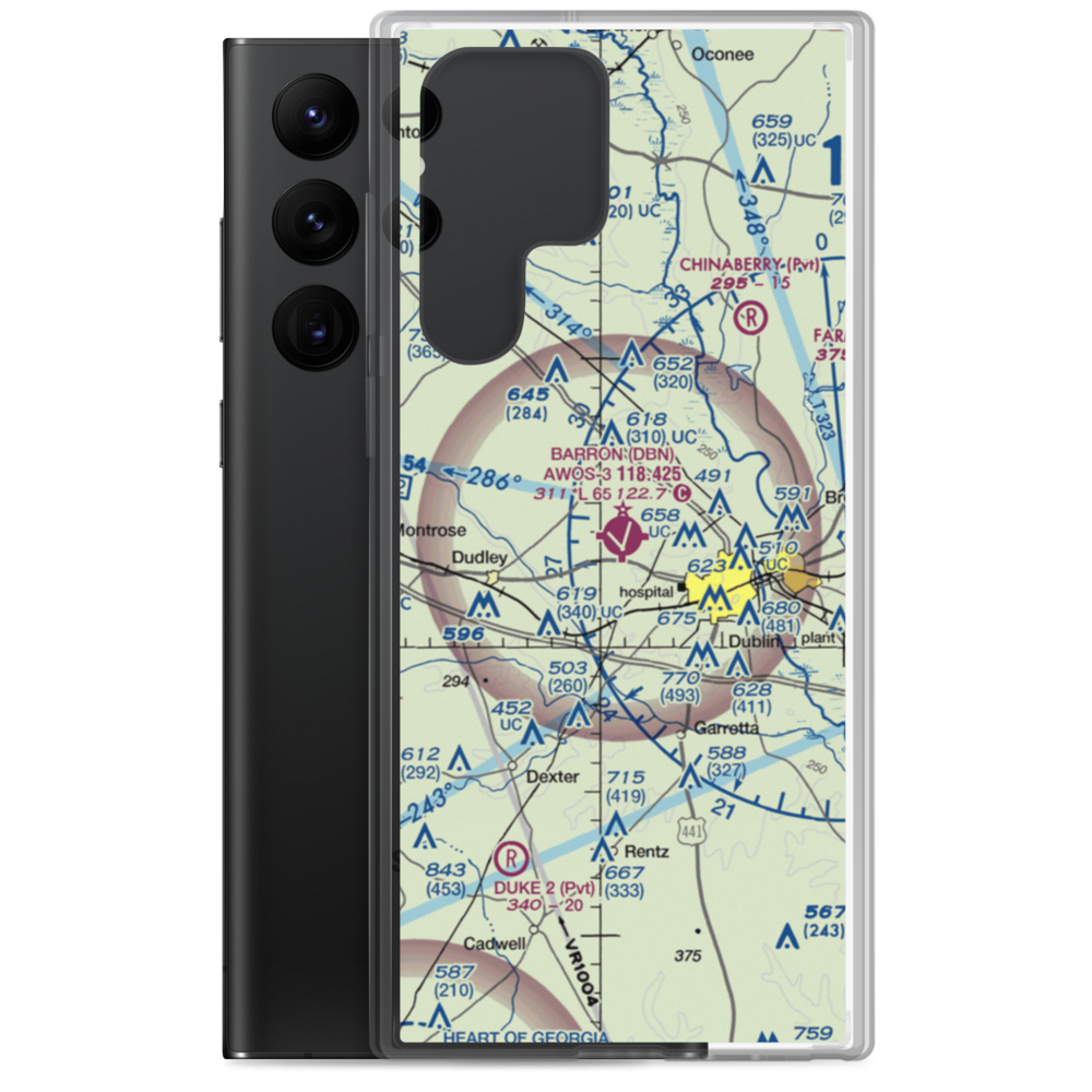 W H 'Bud' Barron Airport (DBN) VFR Sectional Samsung Case Samsung Galaxy S22 Ultra model shown