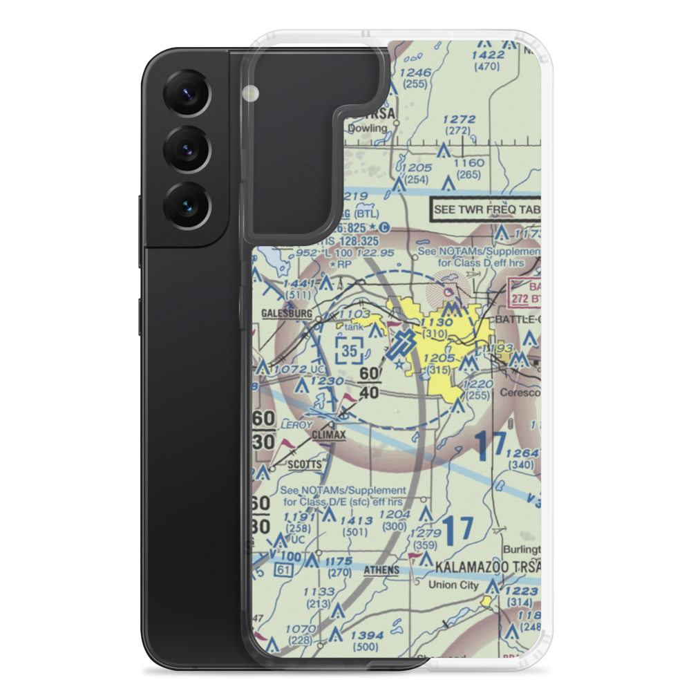 W K Kellogg Airport (BTL) VFR Sectional Samsung Case Samsung Galaxy S22 Plus model shown