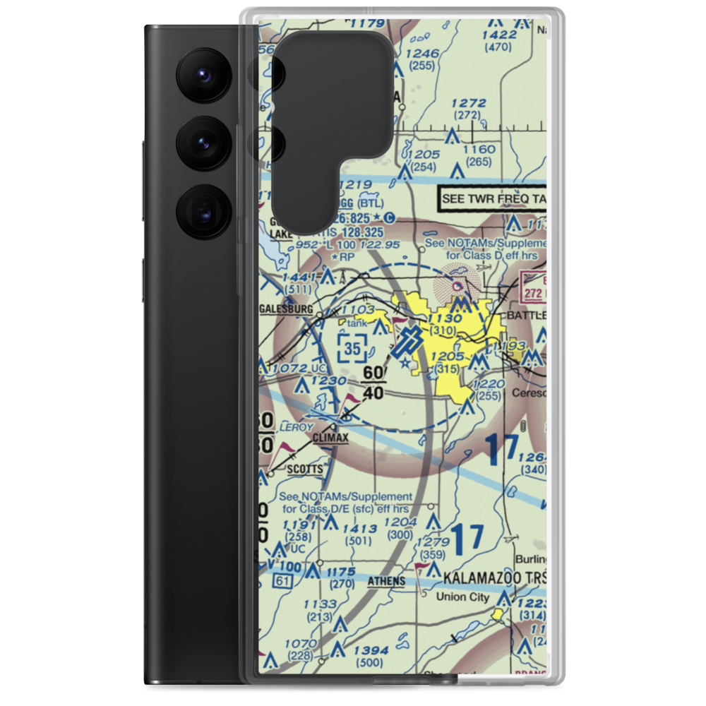 W K Kellogg Airport (BTL) VFR Sectional Samsung Case Samsung Galaxy S22 Ultra model shown