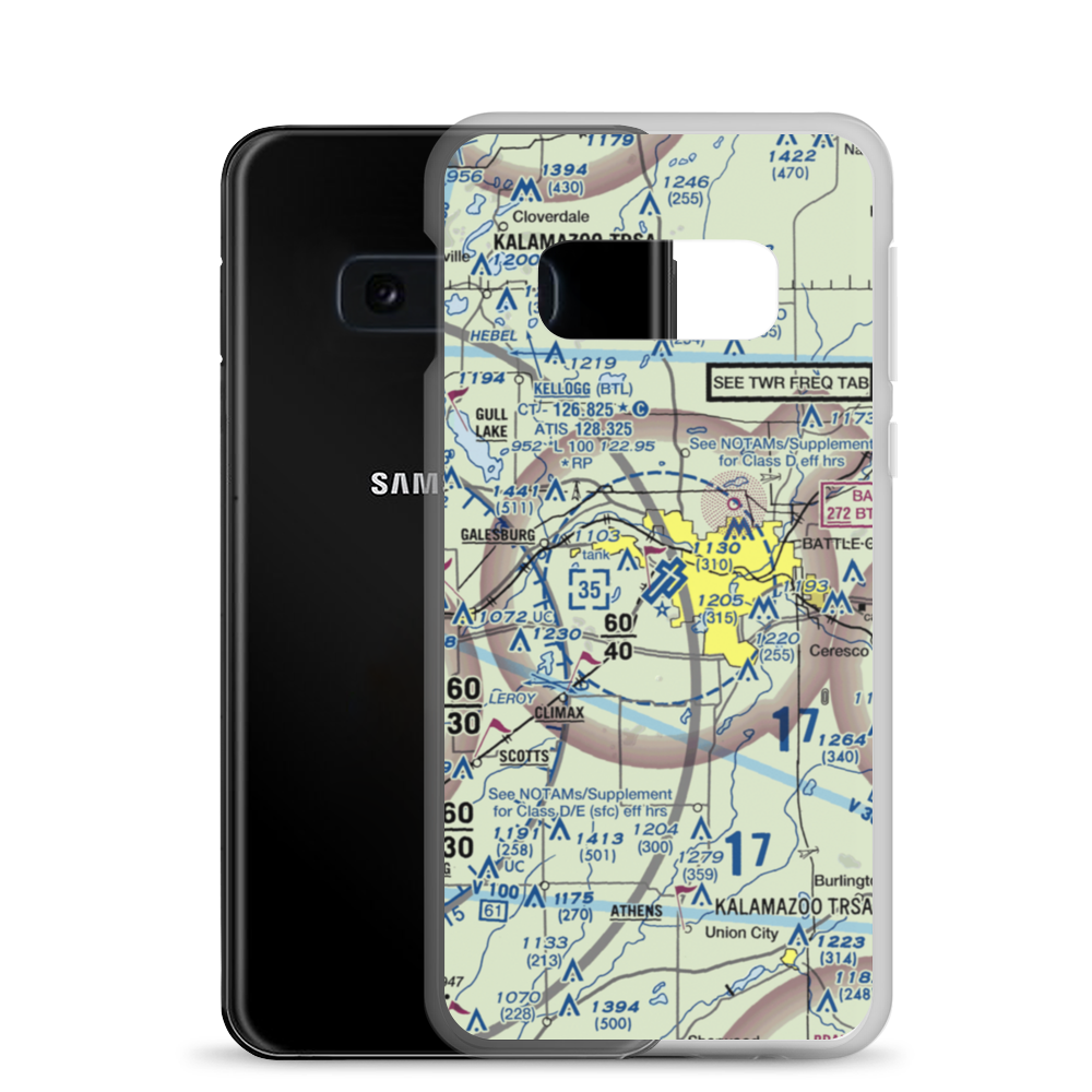 W K Kellogg Airport (BTL) VFR Sectional Samsung Case Samsung Galaxy S10e model shown