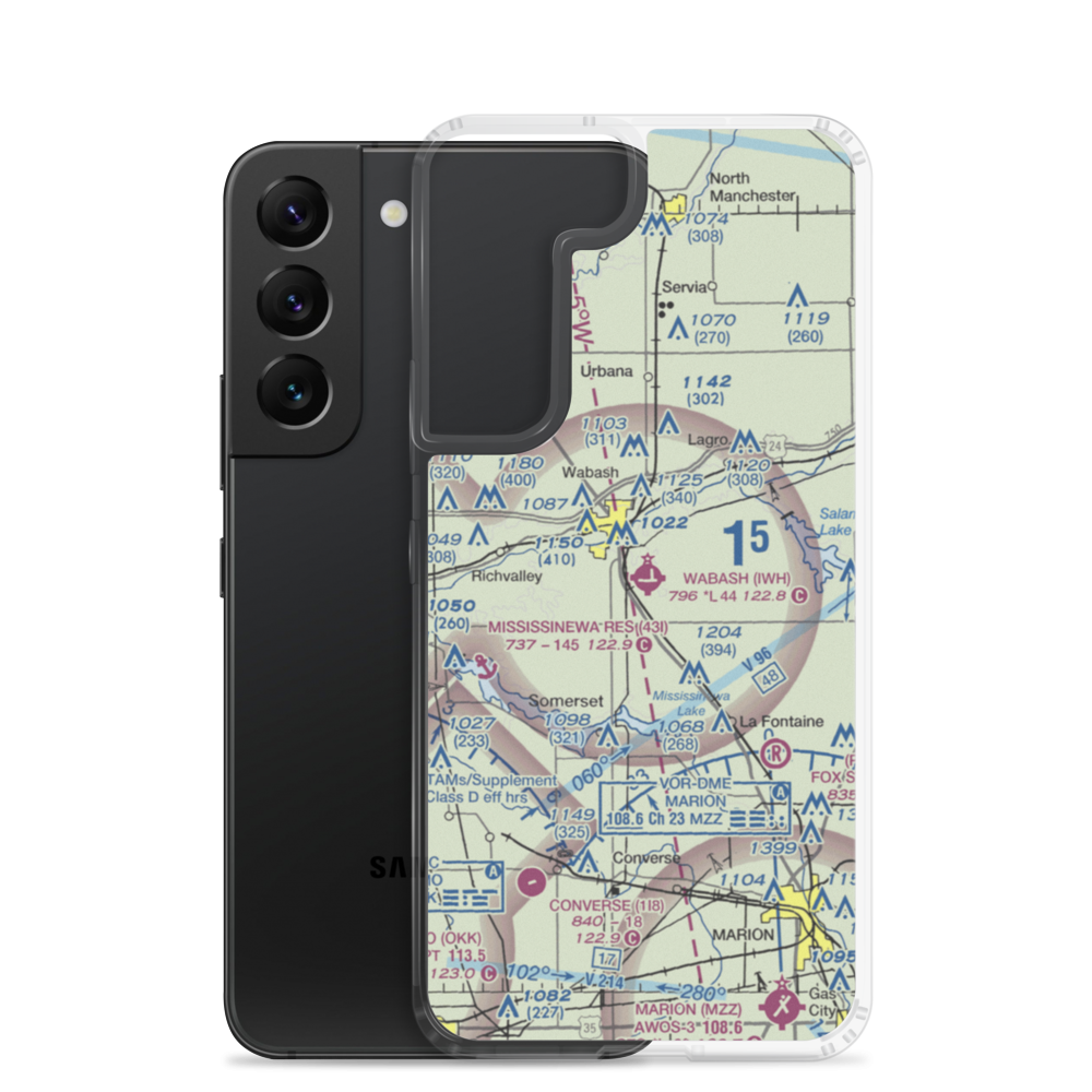 Wabash Municipal Airport (IWH) VFR Sectional Samsung Case Samsung Galaxy S22 model shown