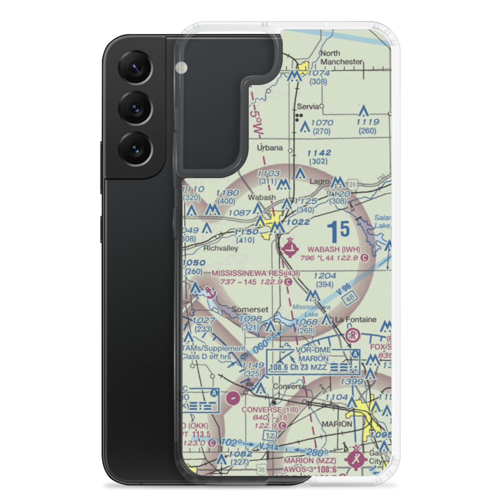Wabash Municipal Airport (IWH) VFR Sectional Samsung Case Samsung Galaxy S22 Plus model shown