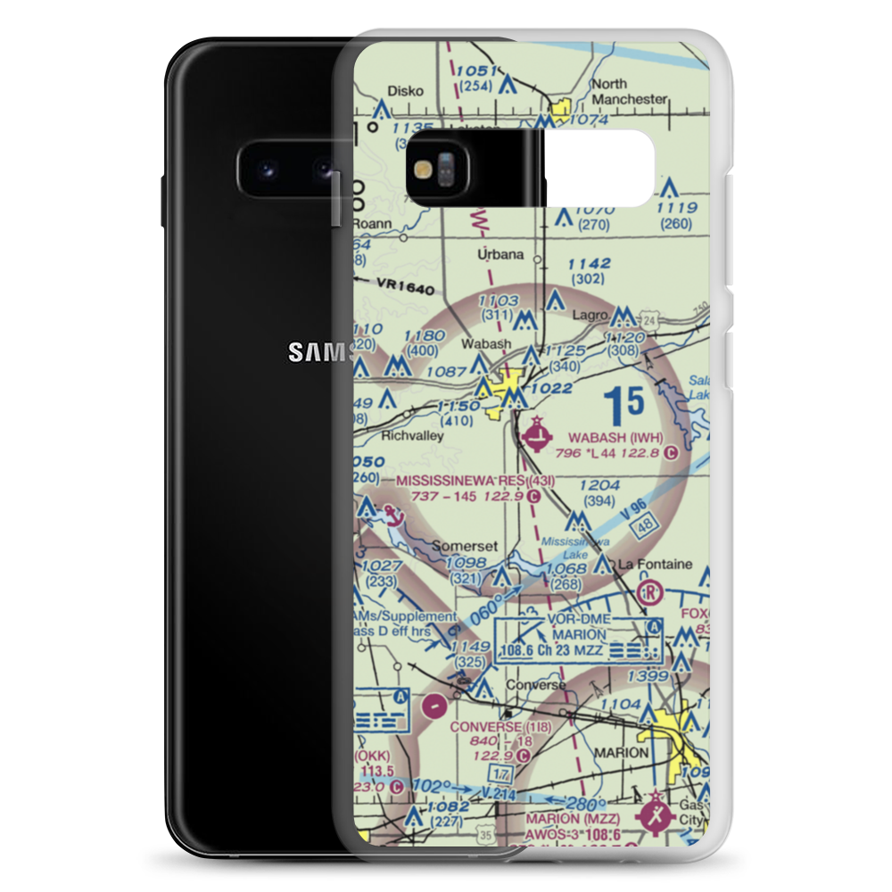 Wabash Municipal Airport (IWH) VFR Sectional Samsung Case Samsung Galaxy S10+ model shown