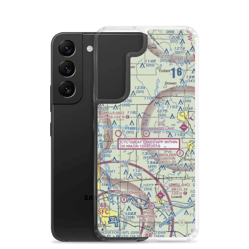 Wabasis Lake Airport (MI80) VFR Sectional Samsung Case Samsung Galaxy S22 model shown