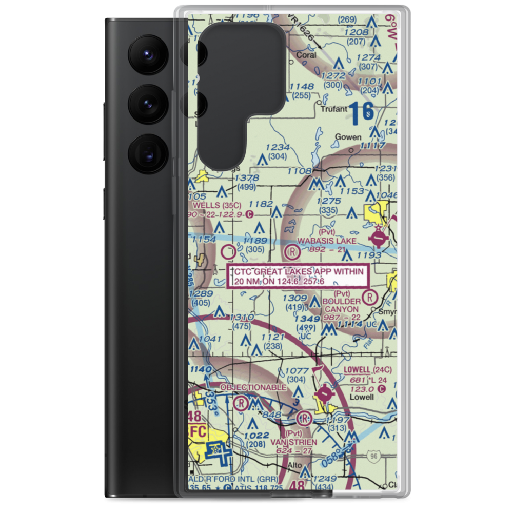Wabasis Lake Airport (MI80) VFR Sectional Samsung Case Samsung Galaxy S22 Ultra model shown