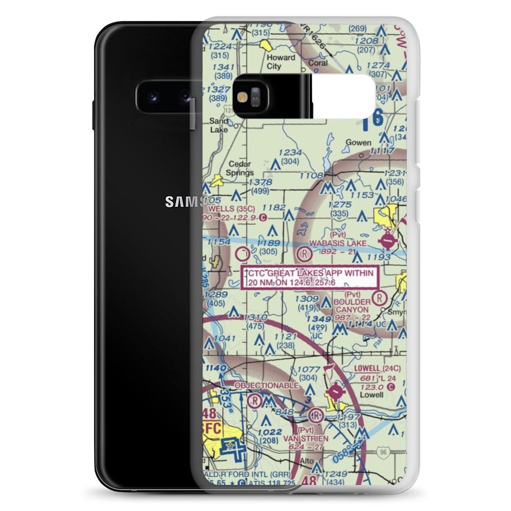 Wabasis Lake Airport (MI80) VFR Sectional Samsung Case Samsung Galaxy S10+ model shown