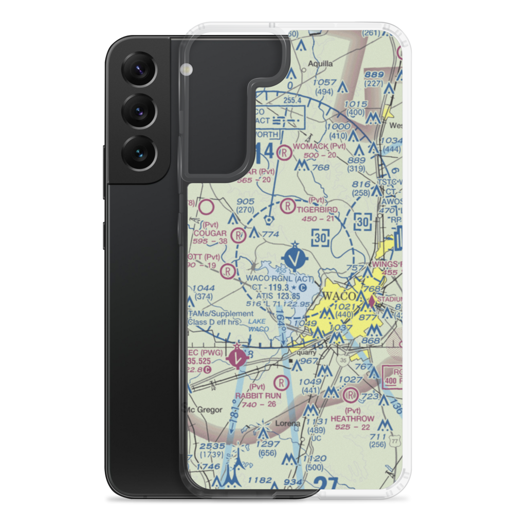 Waco Regional Airport (ACT) VFR Sectional Samsung Case Samsung Galaxy S22 Plus model shown