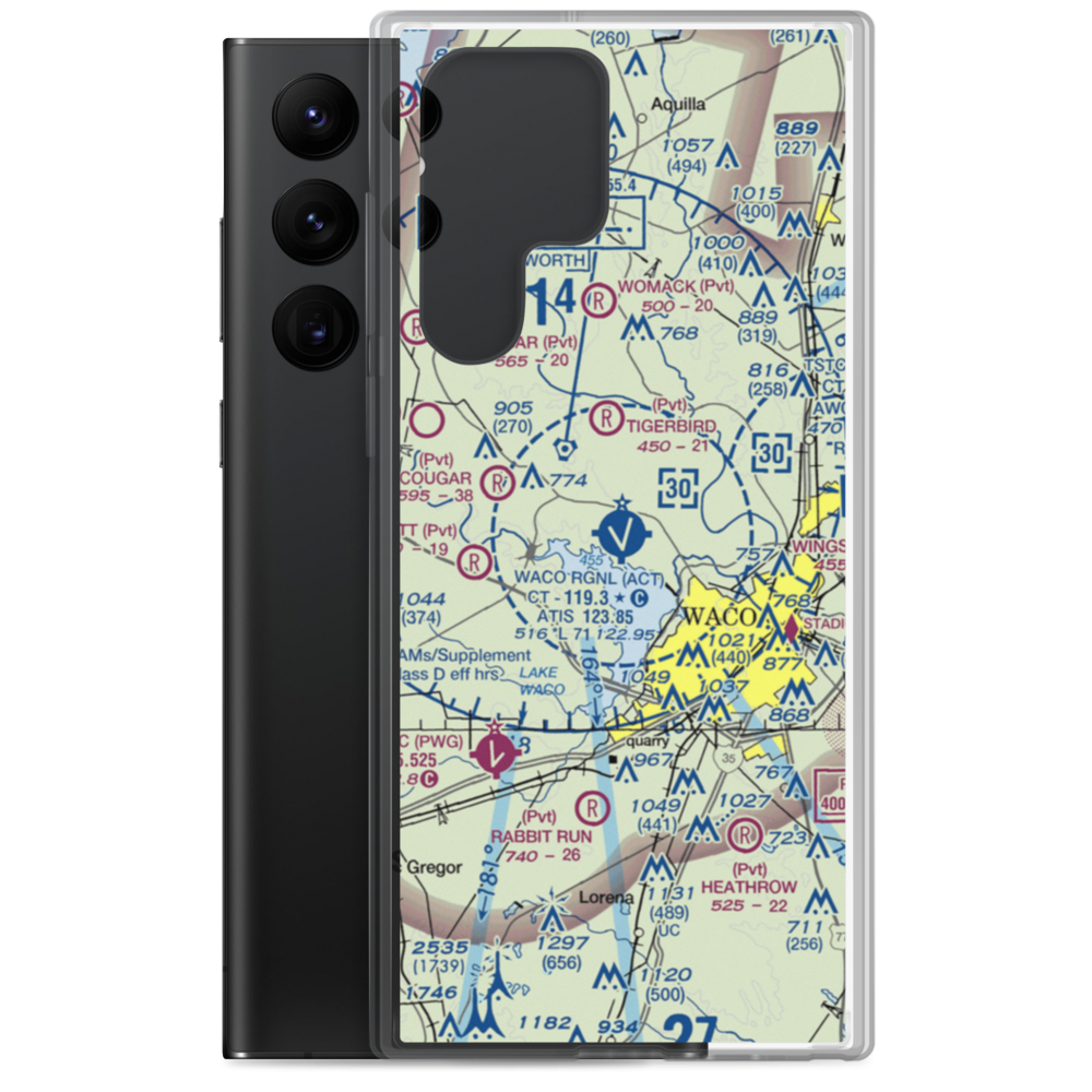 Waco Regional Airport (ACT) VFR Sectional Samsung Case Samsung Galaxy S22 Ultra model shown