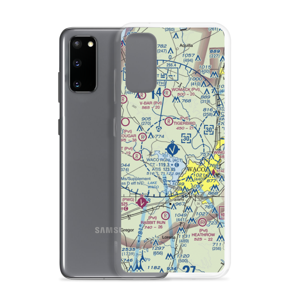 Waco Regional Airport (ACT) VFR Sectional Samsung Case Samsung Galaxy S20 model shown