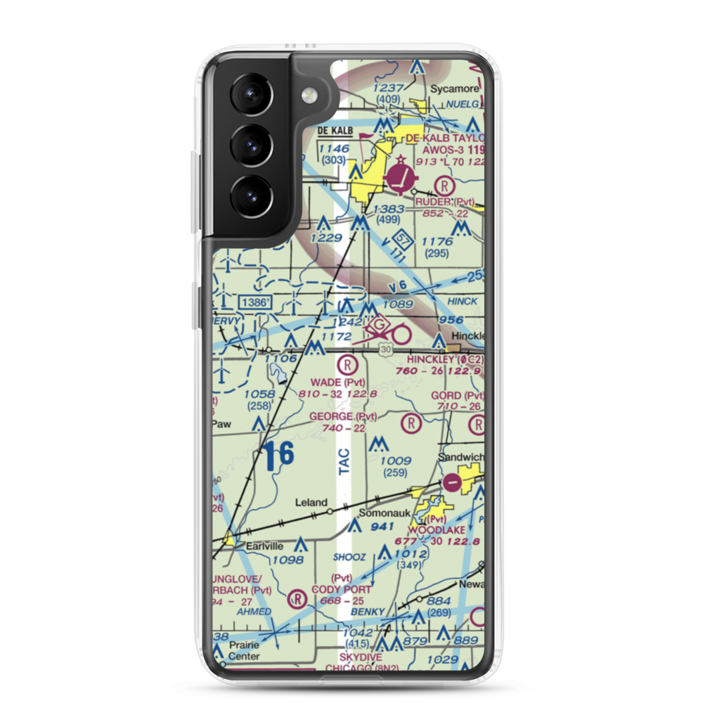Wade Airport (56LL) VFR Sectional Samsung Case Samsung Galaxy S21 Plus model shown