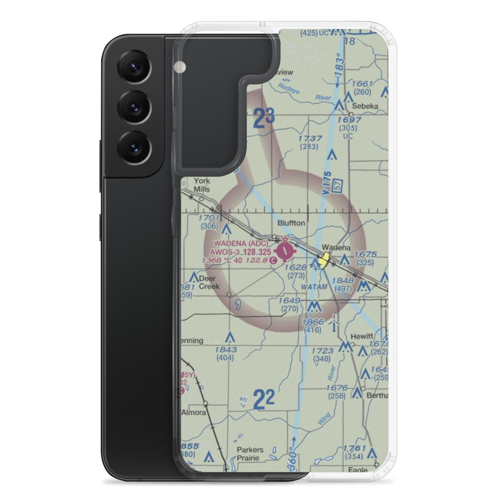 Wadena Municipal Airport (ADC) VFR Sectional Samsung Case Samsung Galaxy S22 Plus model shown
