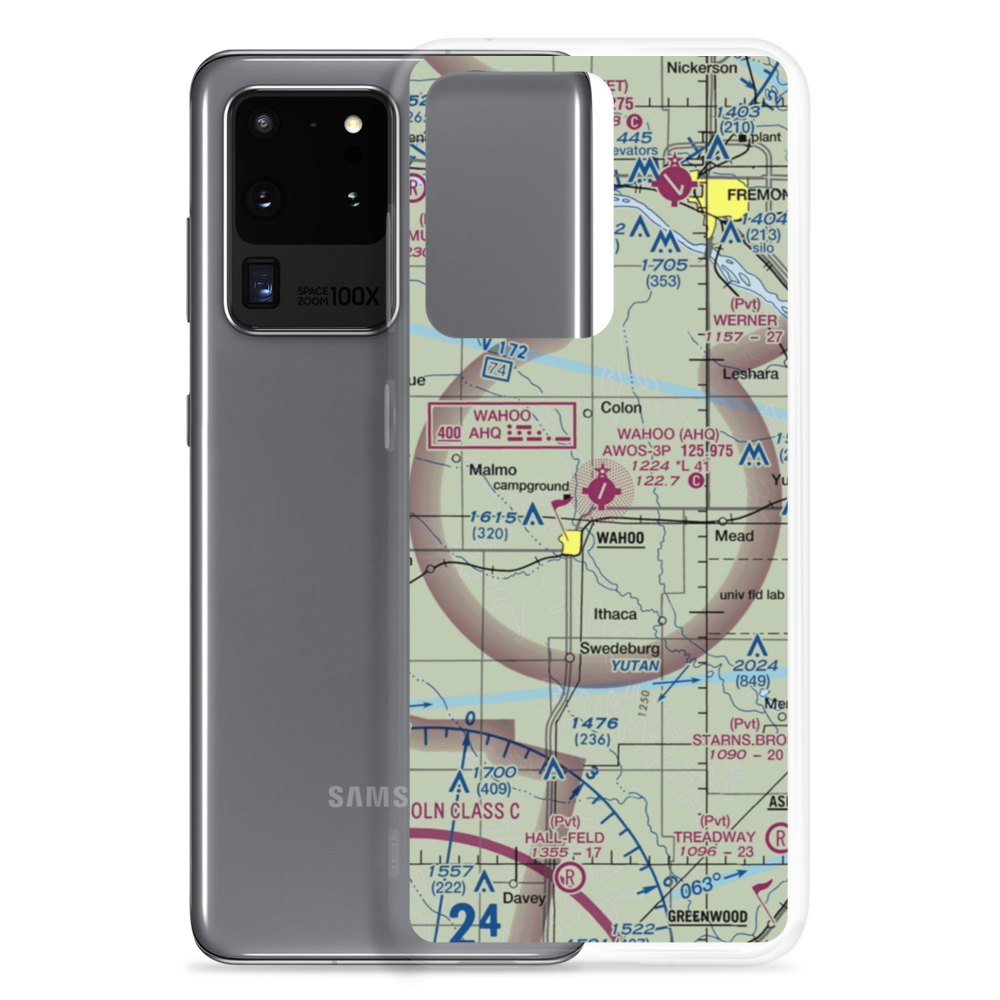 Wahoo Municipal Airport (AHQ) VFR Sectional Samsung Case Samsung Galaxy S20 Ultra model shown