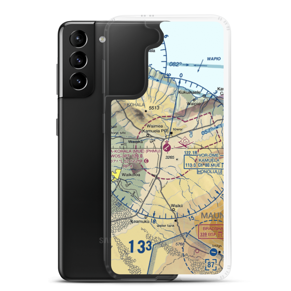 Waimea Kohala Airport (MUE) VFR Sectional Samsung Case Samsung Galaxy S21 Plus model shown