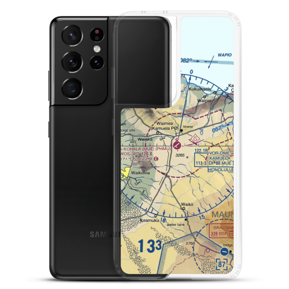 Waimea Kohala Airport (MUE) VFR Sectional Samsung Case Samsung Galaxy S21 Ultra model shown
