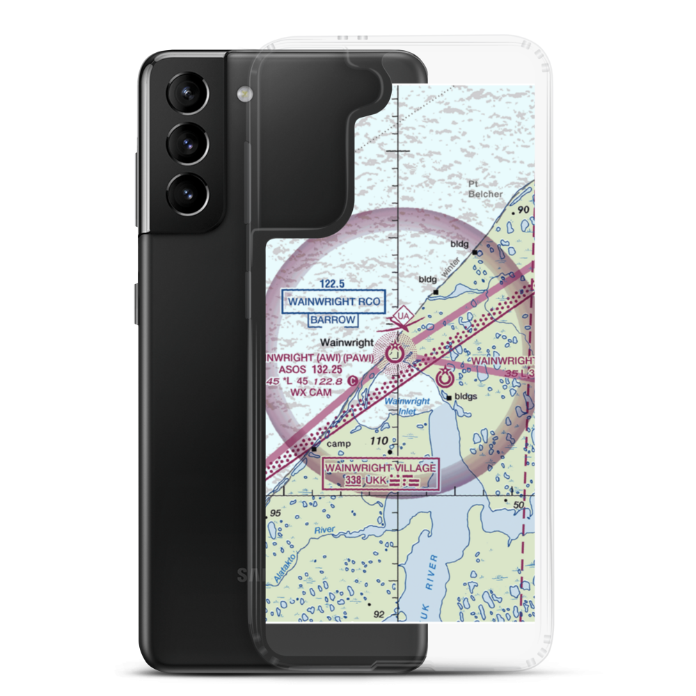 Wainwright Airport (AWI) VFR Sectional Samsung Case Samsung Galaxy S21 Plus model shown