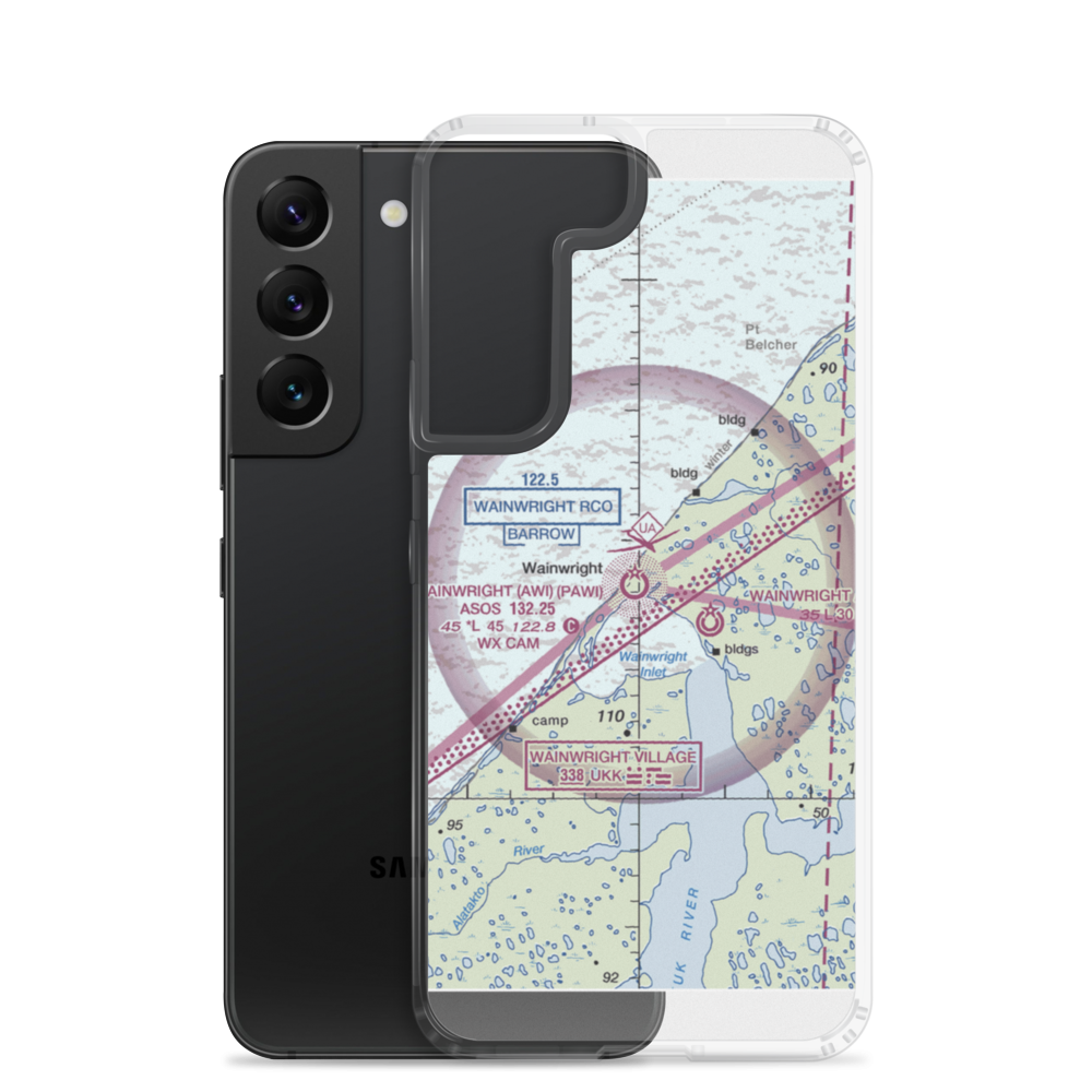 Wainwright Airport (AWI) VFR Sectional Samsung Case Samsung Galaxy S22 model shown
