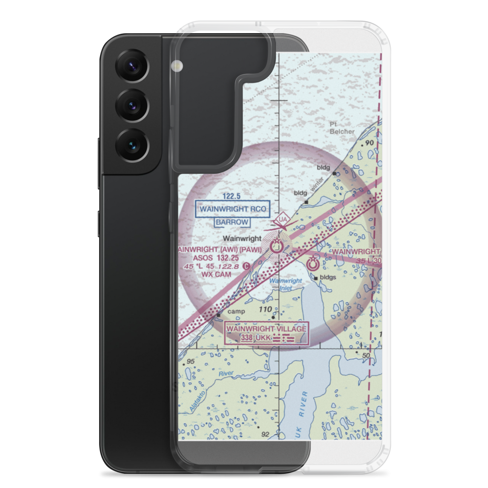 Wainwright Airport (AWI) VFR Sectional Samsung Case Samsung Galaxy S22 Plus model shown