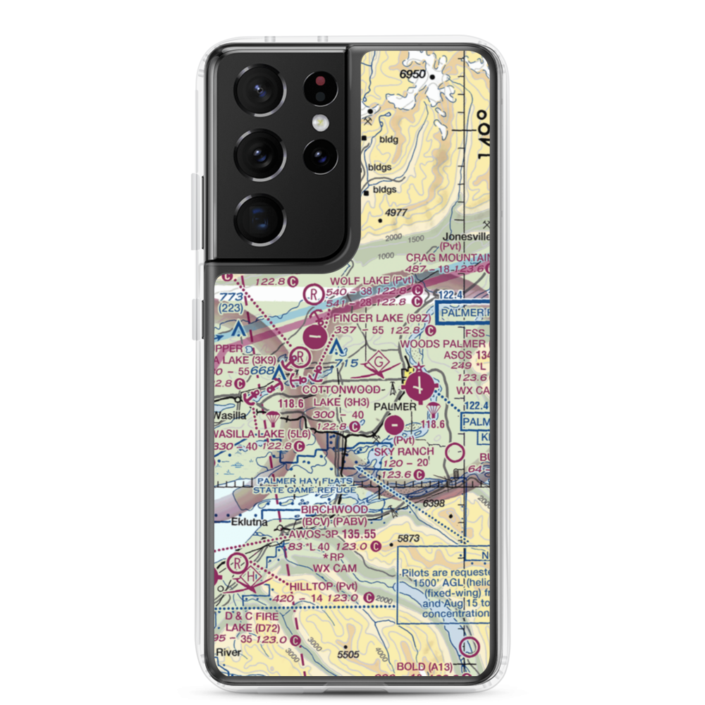 Walby Lake Seaplane Base (AA85) VFR Sectional Samsung Case Samsung Galaxy S21 Ultra model shown