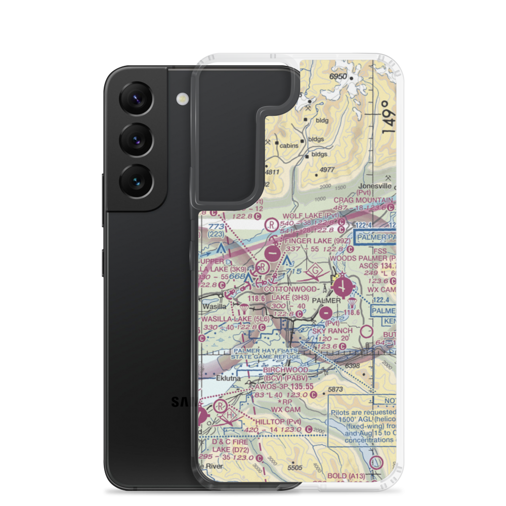 Walby Lake Seaplane Base (AA85) VFR Sectional Samsung Case Samsung Galaxy S22 model shown
