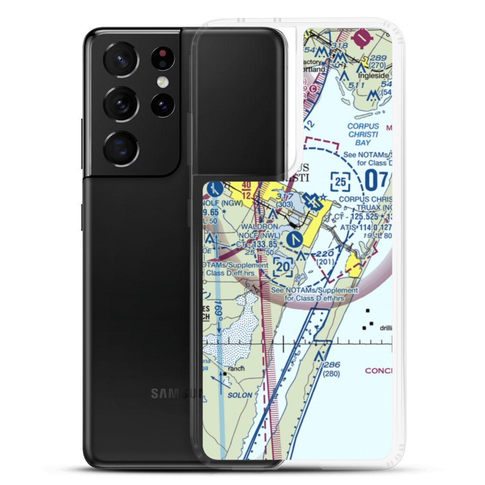 Waldron Field Nolf Airport (NWL) VFR Sectional Samsung Case Samsung Galaxy S21 Ultra model shown