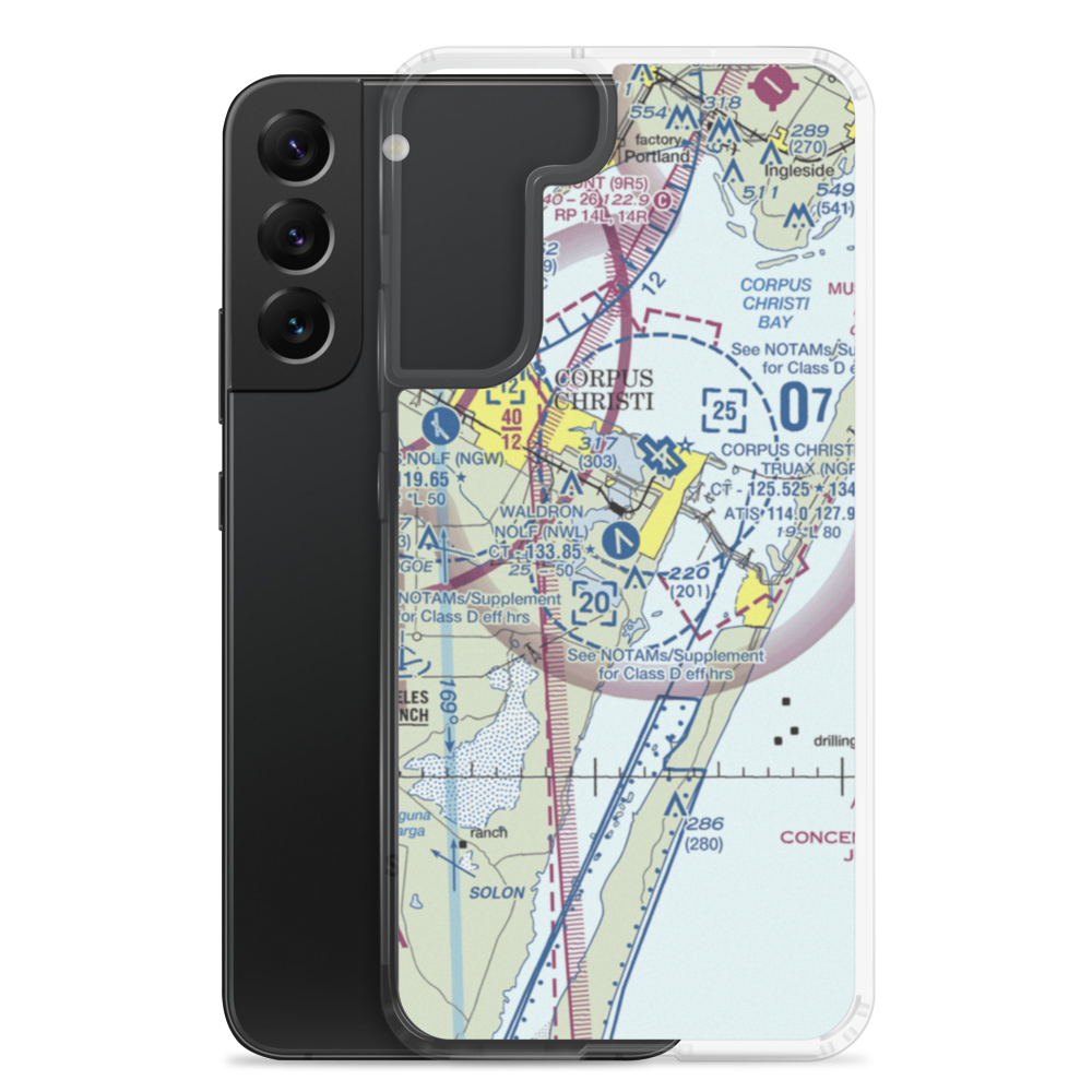 Waldron Field Nolf Airport (NWL) VFR Sectional Samsung Case Samsung Galaxy S22 Plus model shown