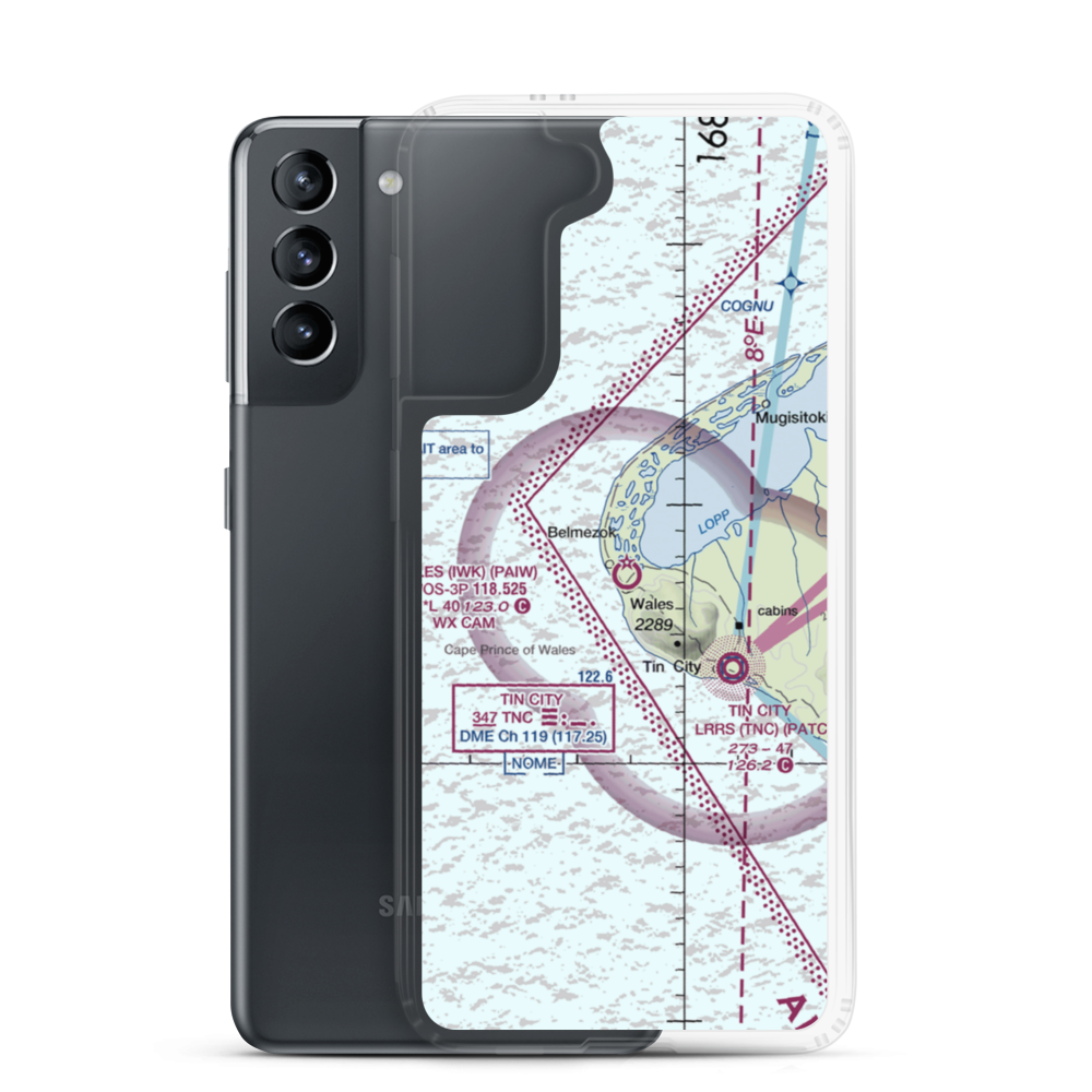 Wales Airport (IWK) VFR Sectional Samsung Case Samsung Galaxy S21 model shown