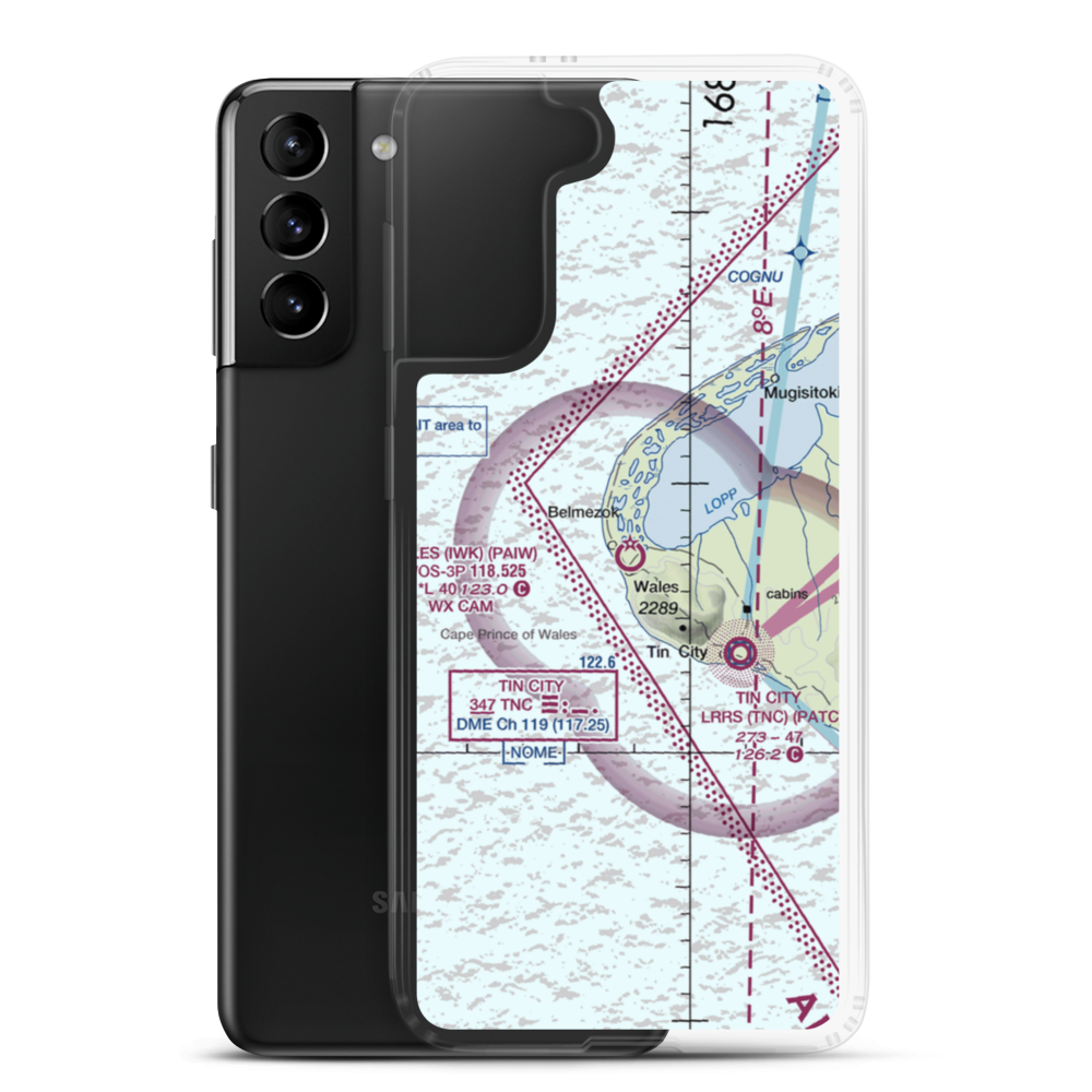 Wales Airport (IWK) VFR Sectional Samsung Case Samsung Galaxy S21 Plus model shown