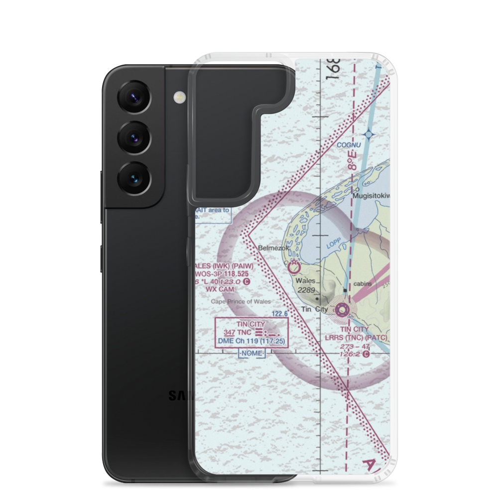 Wales Airport (IWK) VFR Sectional Samsung Case Samsung Galaxy S22 model shown