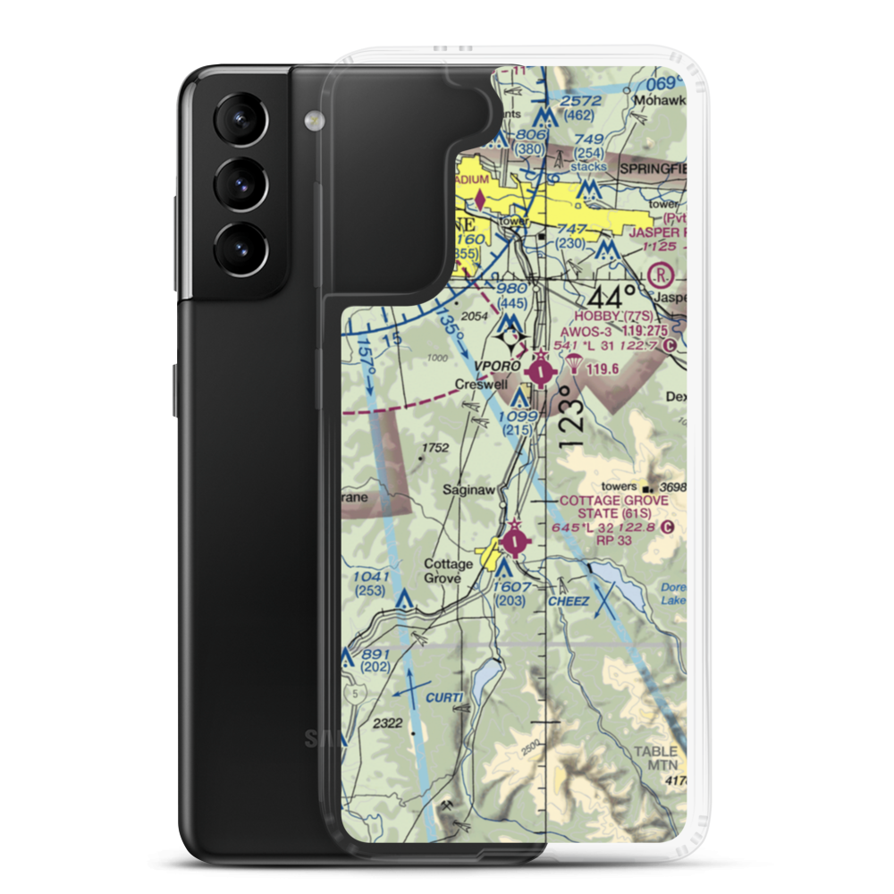 Walker Airport (OR57) VFR Sectional Samsung Case Samsung Galaxy S21 Plus model shown