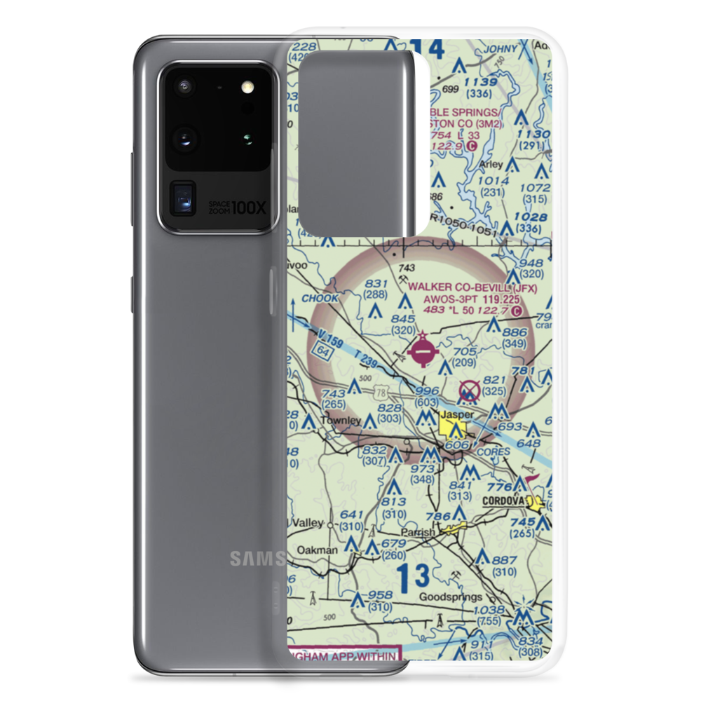 Walker County Airport-Bevill Field (JFX) VFR Sectional Samsung Case Samsung Galaxy S20 Ultra model shown