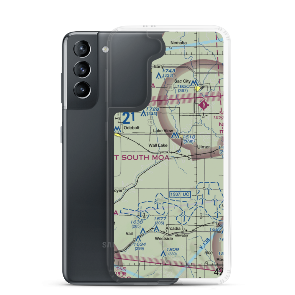 Wall Lake Municipal Airport (3Y0) VFR Sectional Samsung Case Samsung Galaxy S21 model shown
