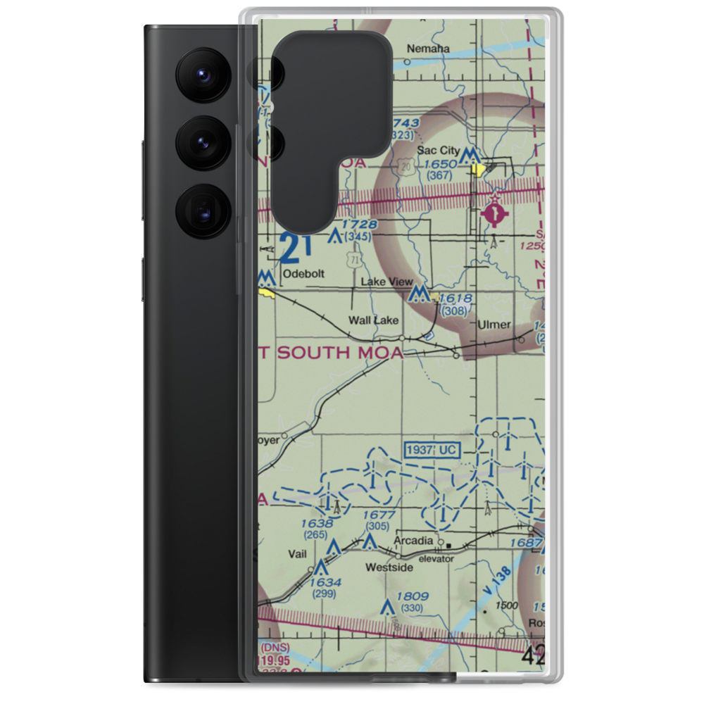 Wall Lake Municipal Airport (3Y0) VFR Sectional Samsung Case Samsung Galaxy S22 Ultra model shown
