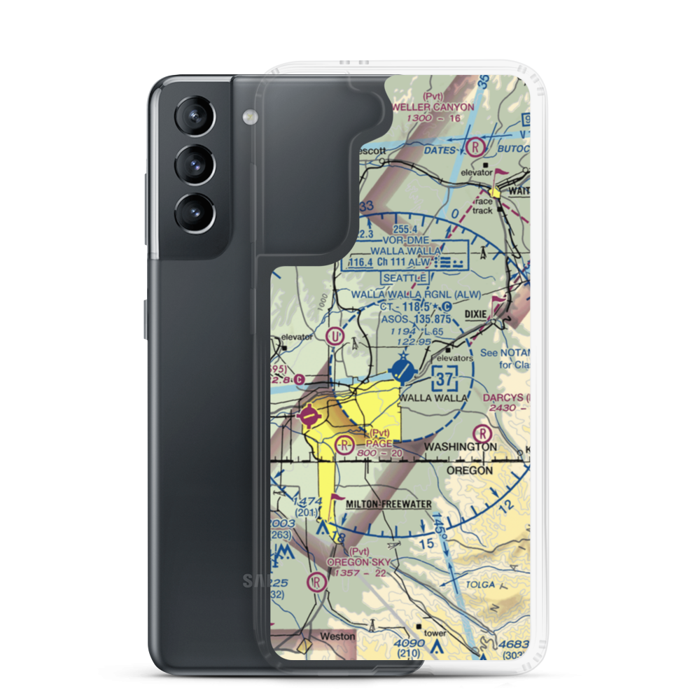 Walla Walla Regional Airport (ALW) VFR Sectional Samsung Case Samsung Galaxy S21 model shown