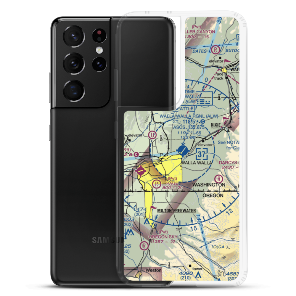 Walla Walla Regional Airport (ALW) VFR Sectional Samsung Case Samsung Galaxy S21 Ultra model shown