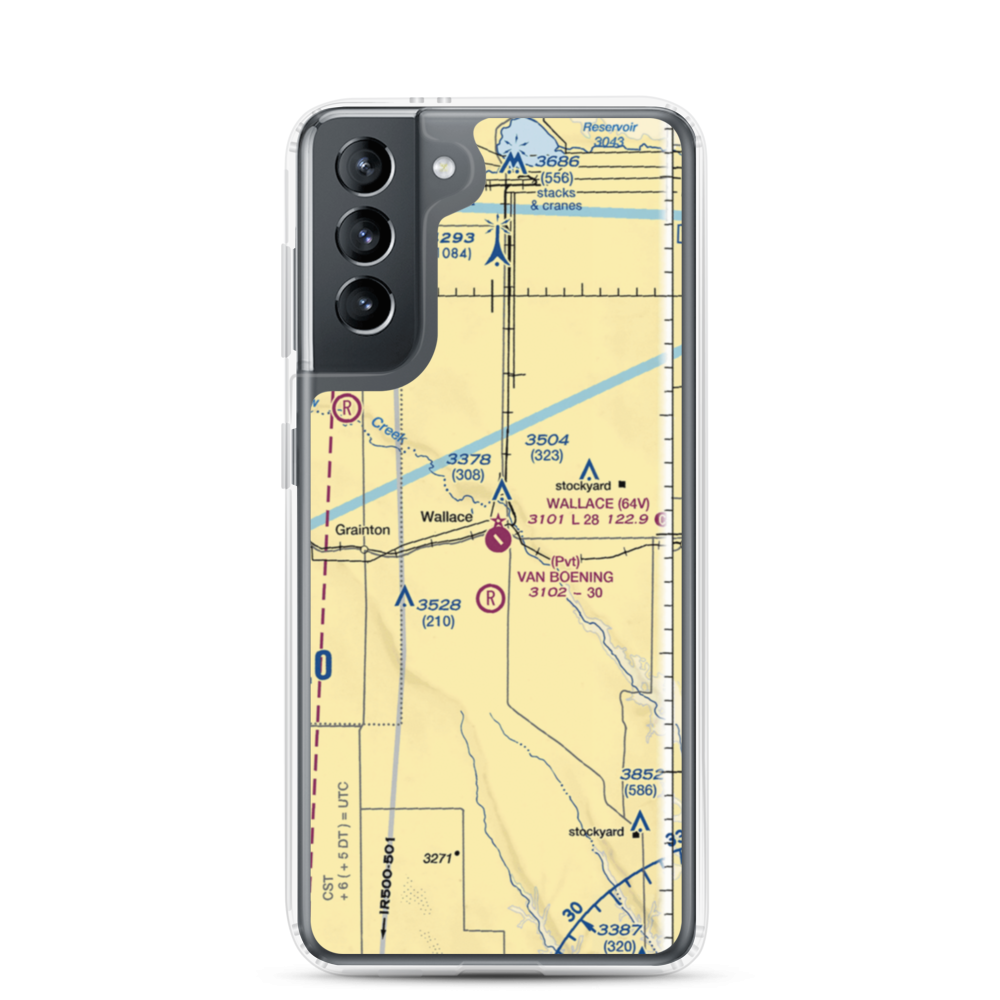 Wallace Municipal Airport (64V) VFR Sectional Samsung Case Samsung Galaxy S21 model shown