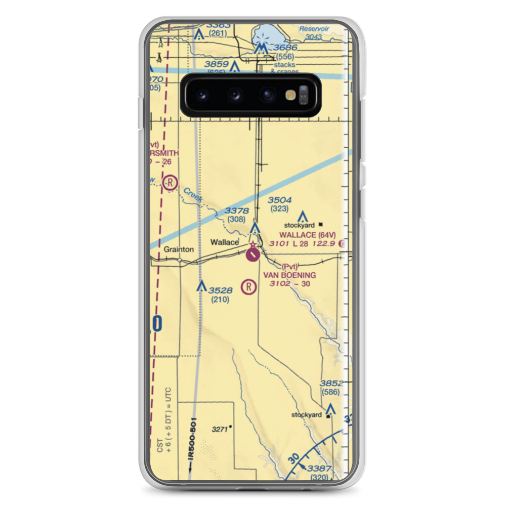 Wallace Municipal Airport (64V) VFR Sectional Samsung Case Samsung Galaxy S10+ model shown